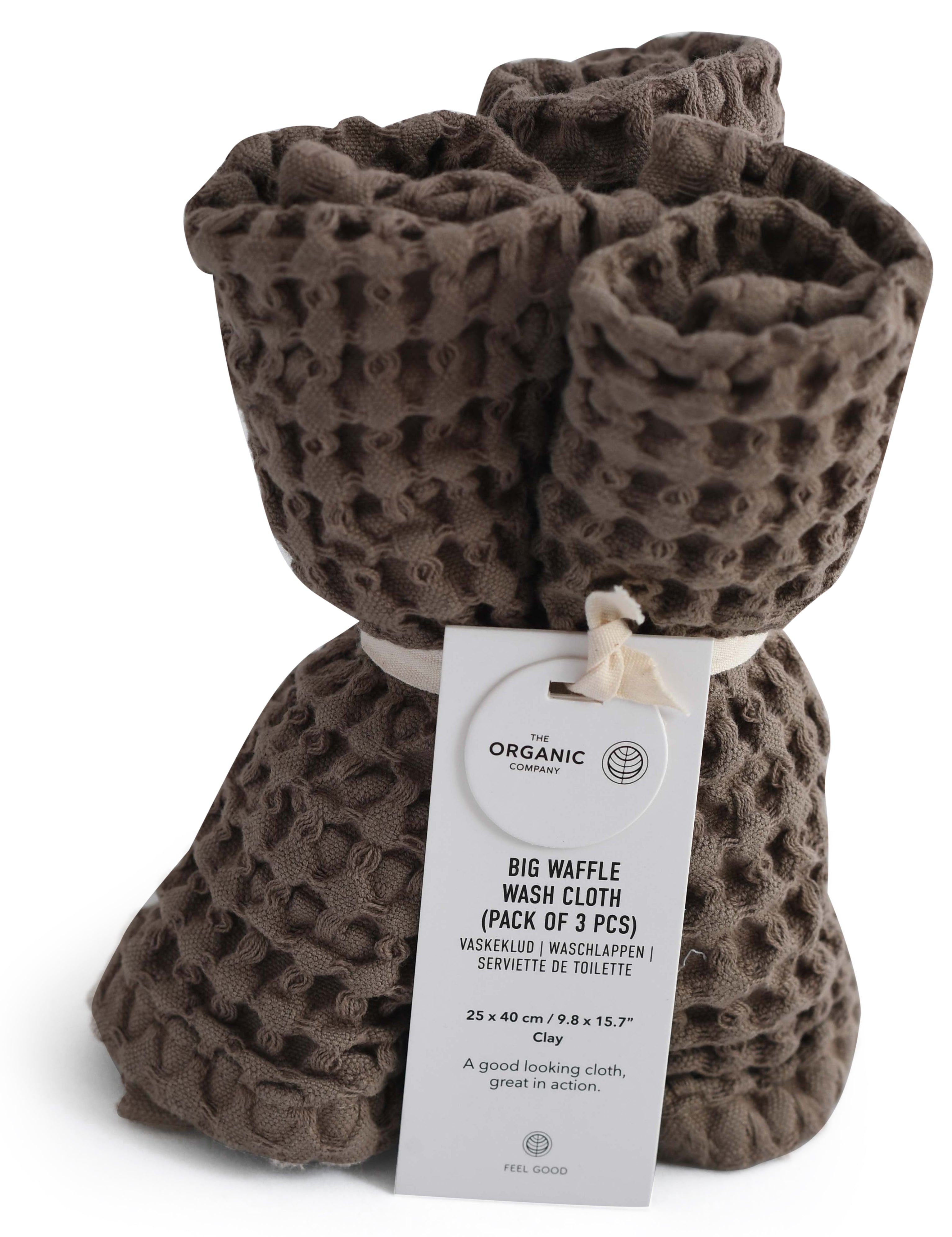 The Organic Company Big Waffle Way Cloth 3 Pcs., Clay