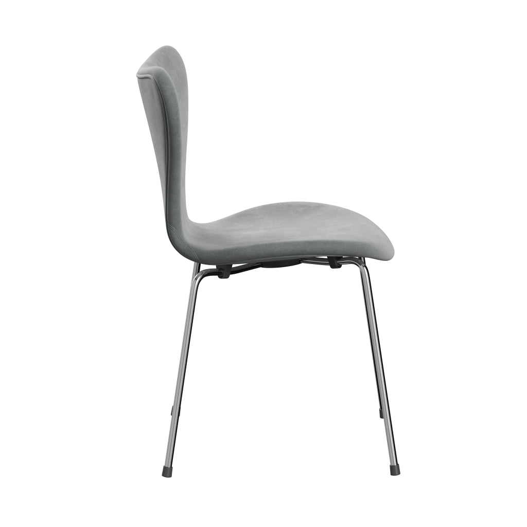 Fritz Hansen 3107 Chair Full Upholstery, Chrome/Belfast Velvet Seal Grey