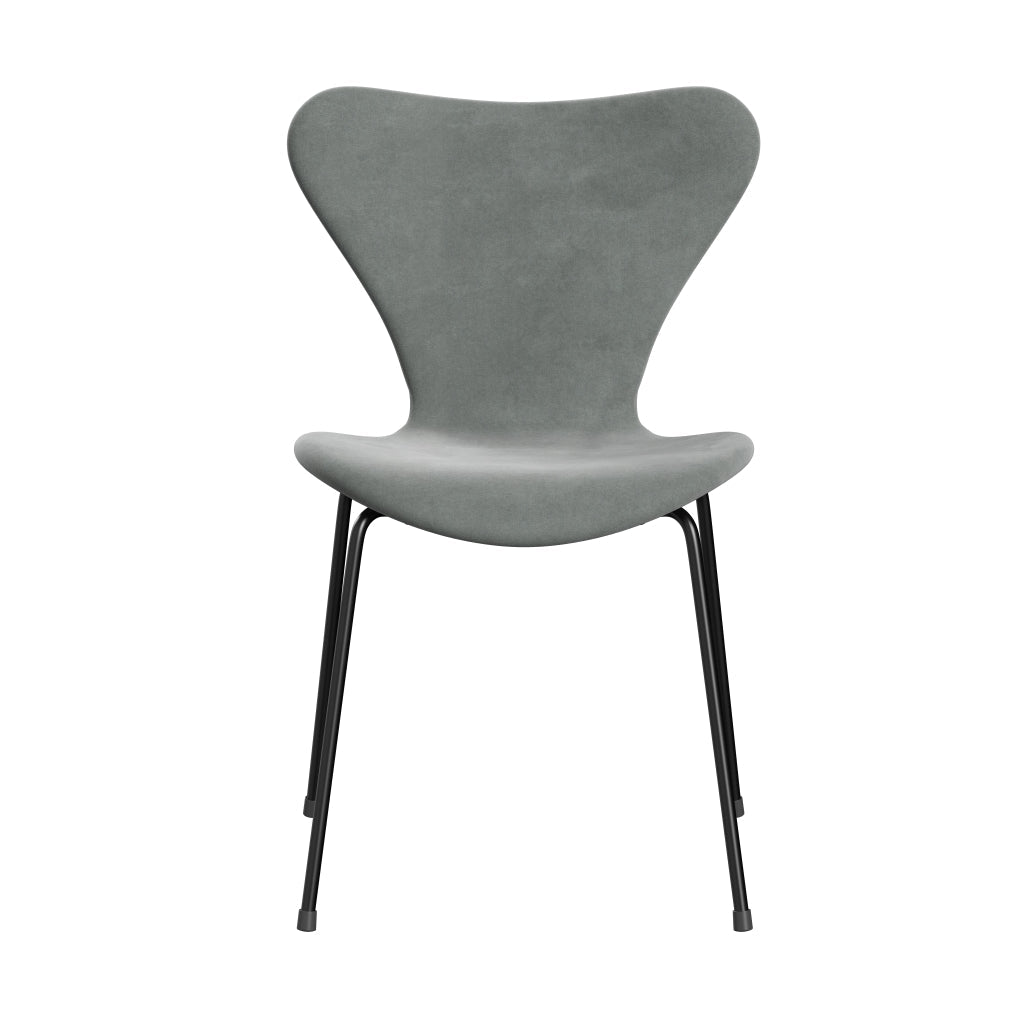 Fritz Hansen 3107 Chair Full Upholstery, Black/Belfast Velvet Seal Grey