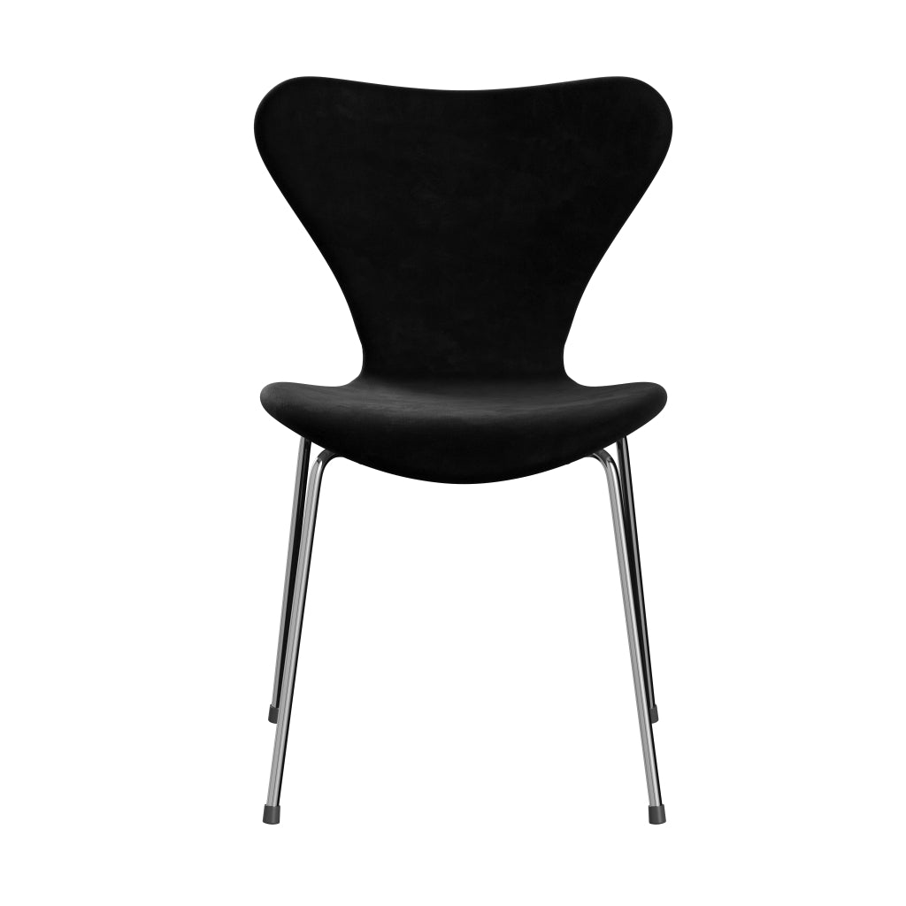 Fritz Hansen 3107 Chair Full Upholstery, Chrome/Belfast Velvet Night Black