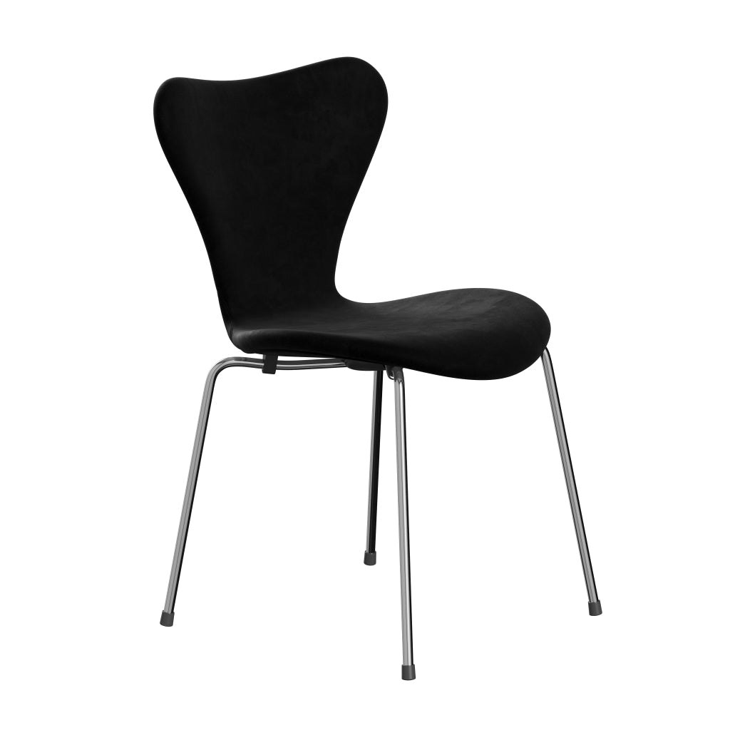 Fritz Hansen 3107 Židle plné čalounění, Chrome/Belfast Velvet Night Black