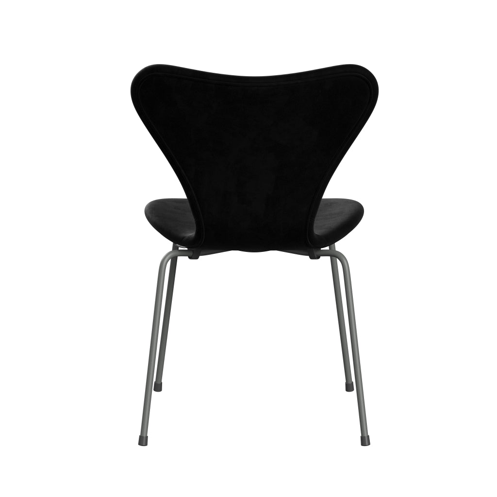 Fritz Hansen 3107 Židle plné čalounění, stříbrná šedá/Belfast Velvet Night Black