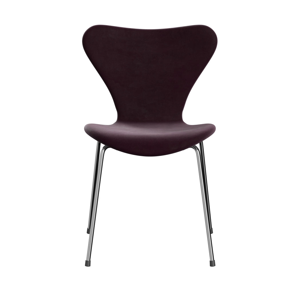 Fritz Hansen 3107 židle plné čalounění, Chrome/Belfast Velvet Dark Plum