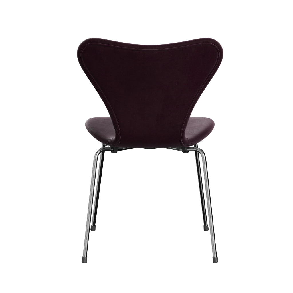 Fritz Hansen 3107 židle plné čalounění, Chrome/Belfast Velvet Dark Plum