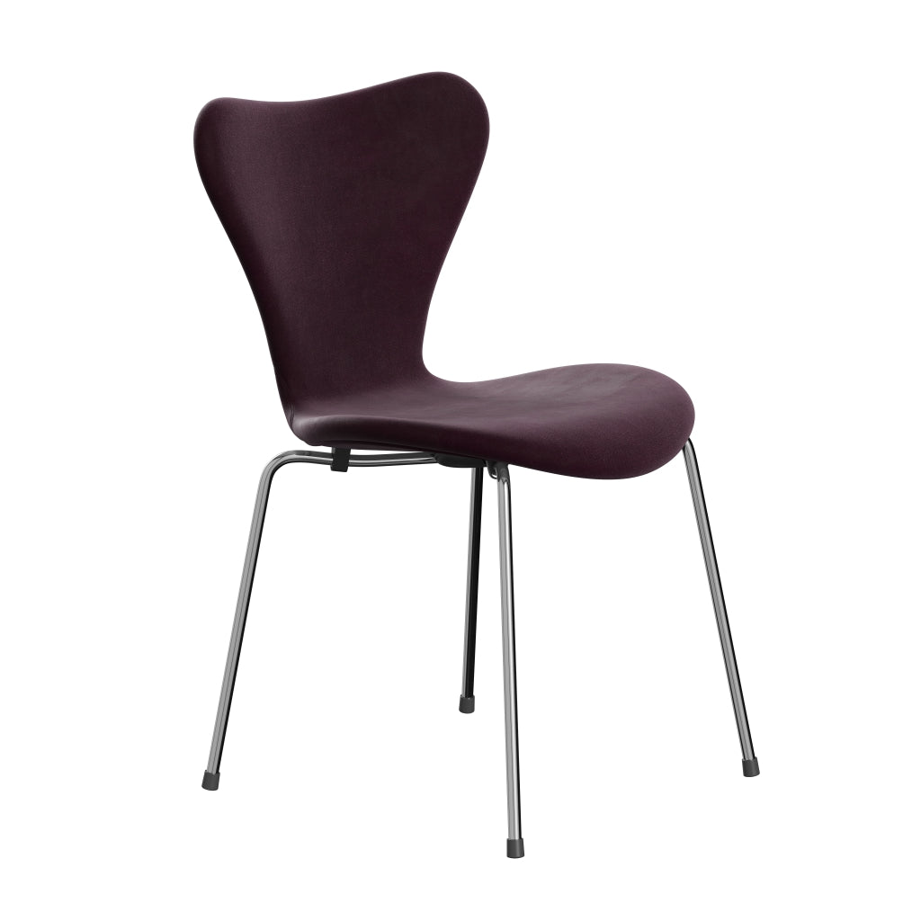 Fritz Hansen 3107 židle plné čalounění, Chrome/Belfast Velvet Dark Plum