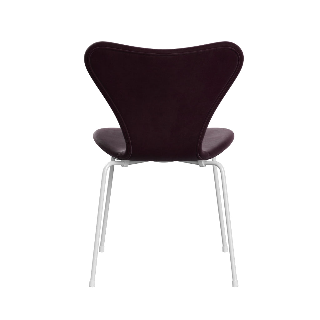 Fritz Hansen 3107 Chair Full Upholstery, White/Belfast Velvet Dark Plum