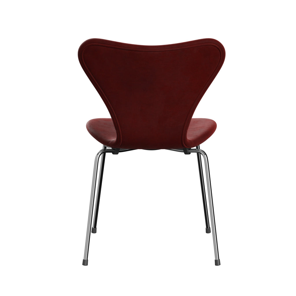 Fritz Hansen 3107 Židle plné čalounění, Chrome/Belfast Velvet Autumn Red