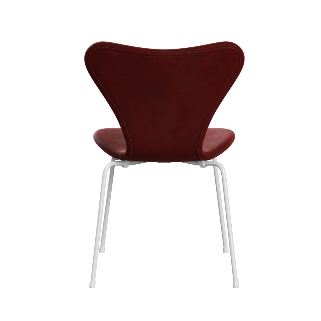 Fritz Hansen 3107 židle plné čalounění, bílá/Belfast Velvet Autumn Red