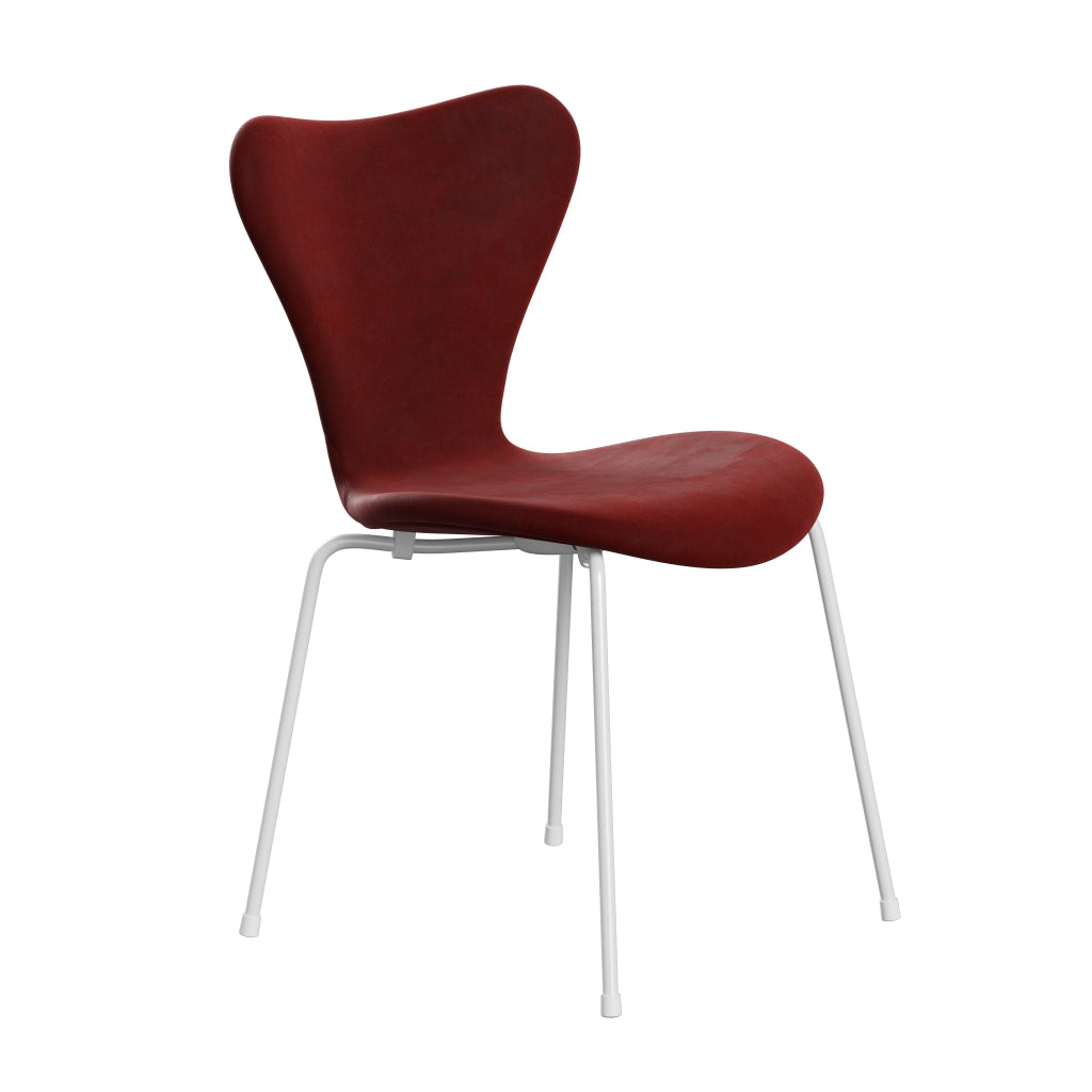 Fritz Hansen 3107 židle plné čalounění, bílá/Belfast Velvet Autumn Red