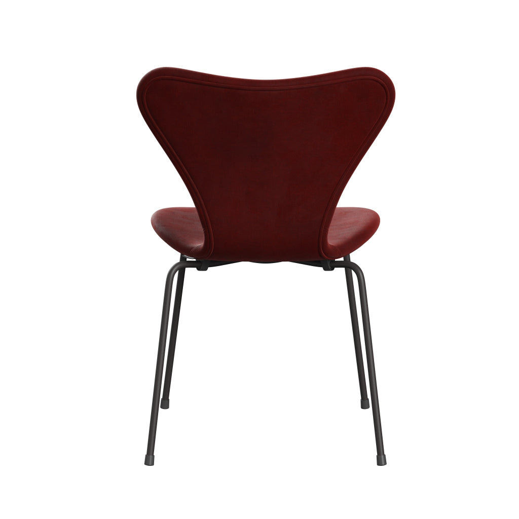 Fritz Hansen 3107 Chair Full Upholstery, Warm Graphite/Belfast Velvet Autumn Red