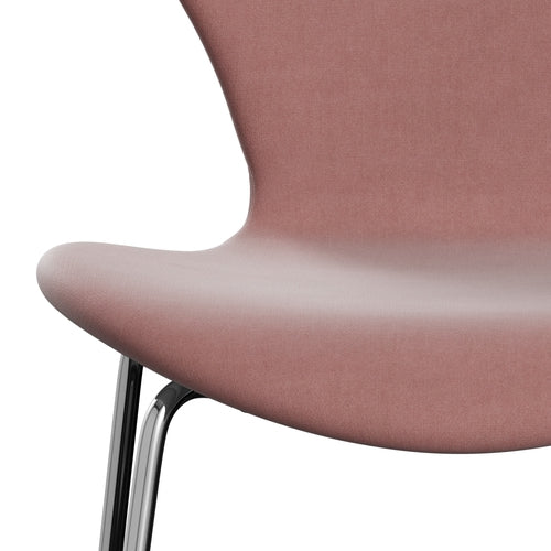 Fritz Hansen 3107 Chair Full Upholstery, Chrome/Belfast Velvet Misty Rose