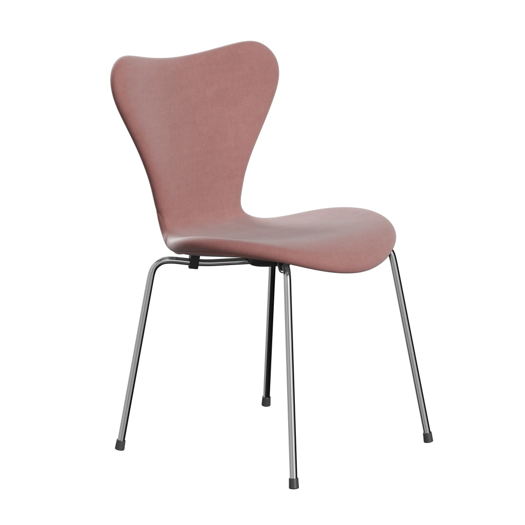 Fritz Hansen 3107 Židle plné čalounění, Chrome/Belfast Velvet Misty Rose