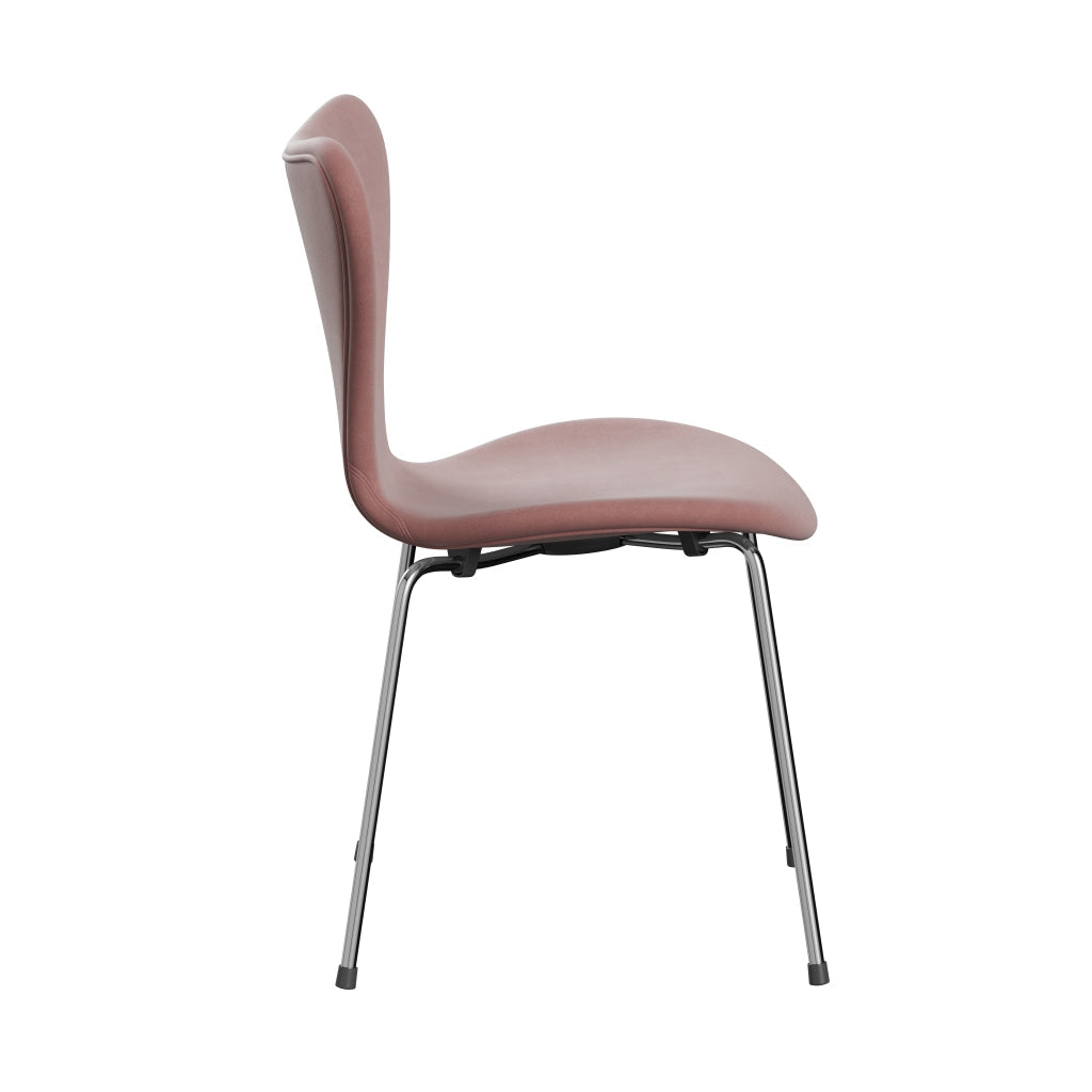 Fritz Hansen 3107 Židle plné čalounění, Chrome/Belfast Velvet Misty Rose