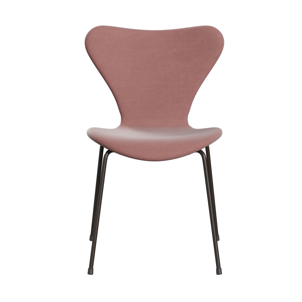 Fritz Hansen 3107 Chair Full Upholstery, Brown Bronze/Belfast Velvet Misty Rose