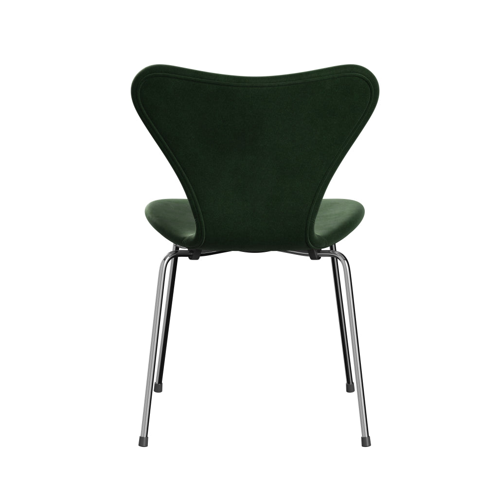 Fritz Hansen 3107 židle plné čalounění, Chrome/Belfast Velvet Forest Green