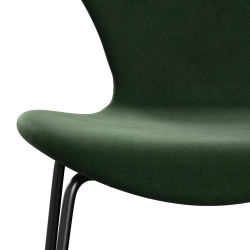 Fritz Hansen 3107 Židle plné čalounění, černá/Belfast Velvet Forest Green