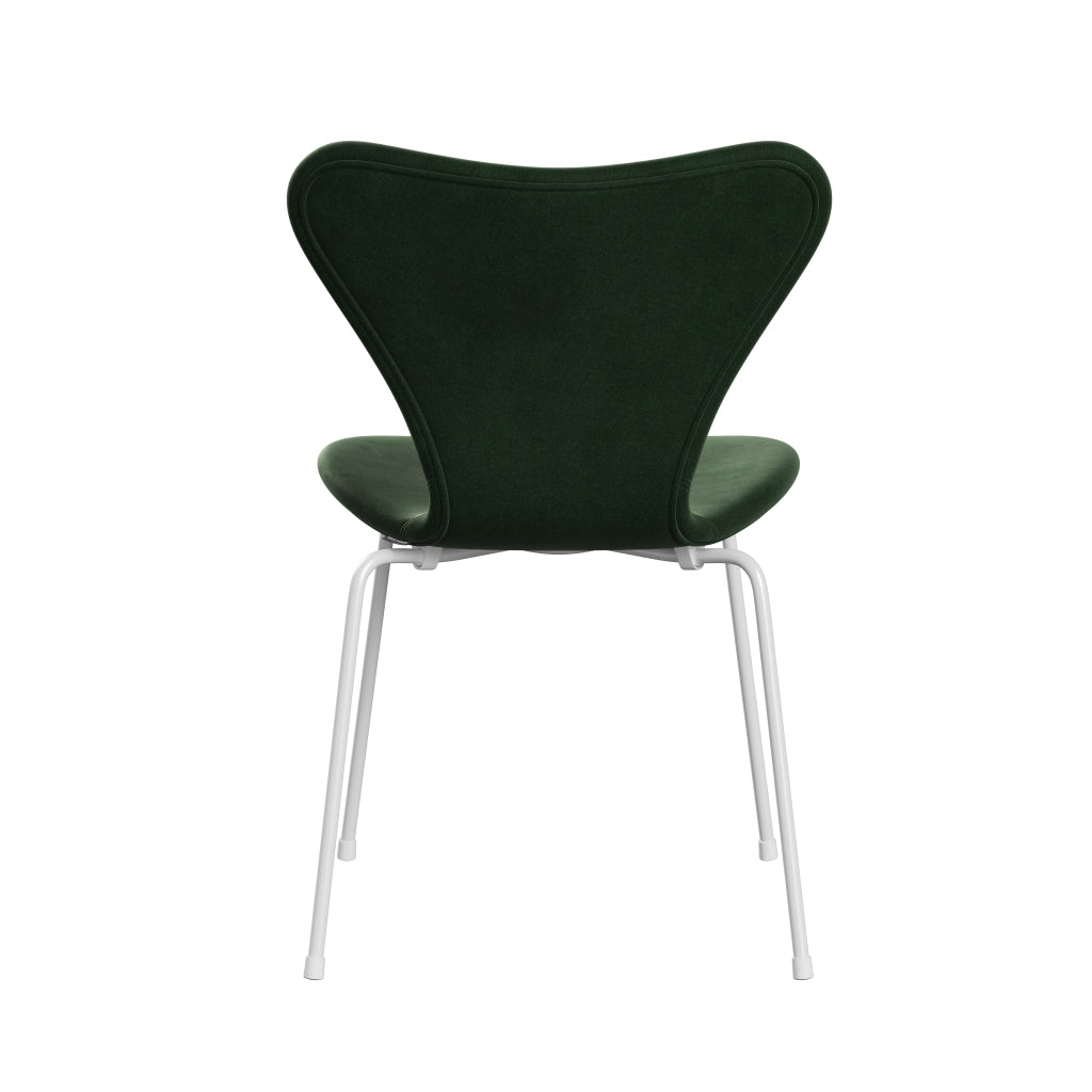 Fritz Hansen 3107 Židle plné čalounění, bílá/Belfast Velvet Forest Green