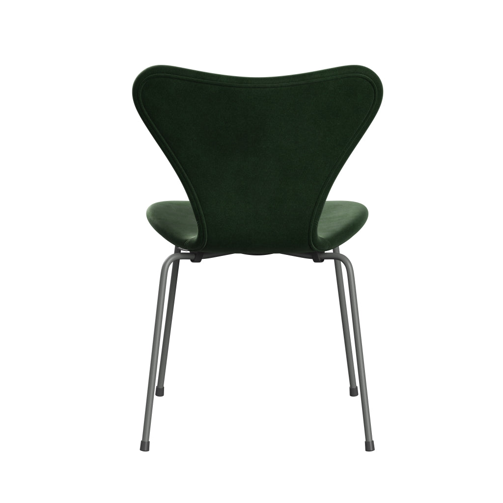 Fritz Hansen 3107 Chair Full Upholstery, Silver Grey/Belfast Velvet Forest Green