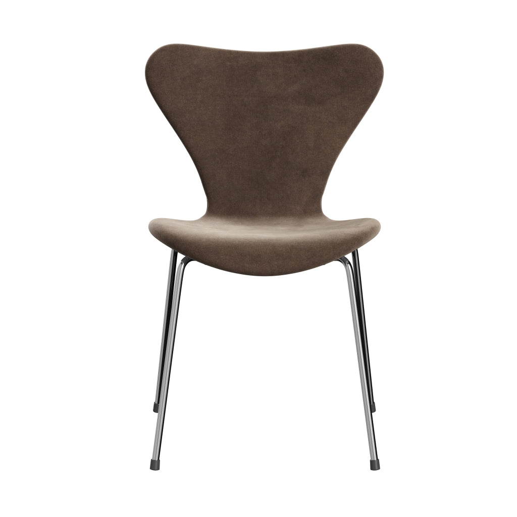 Fritz Hansen 3107 Židle plné čalounění, Chrome/Belfast Velvet Grey Brown