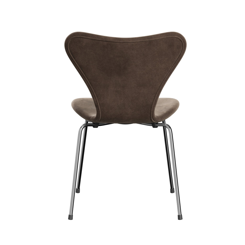 Fritz Hansen 3107 Chair Full Upholstery, Chrome/Belfast Velvet Grey Brown