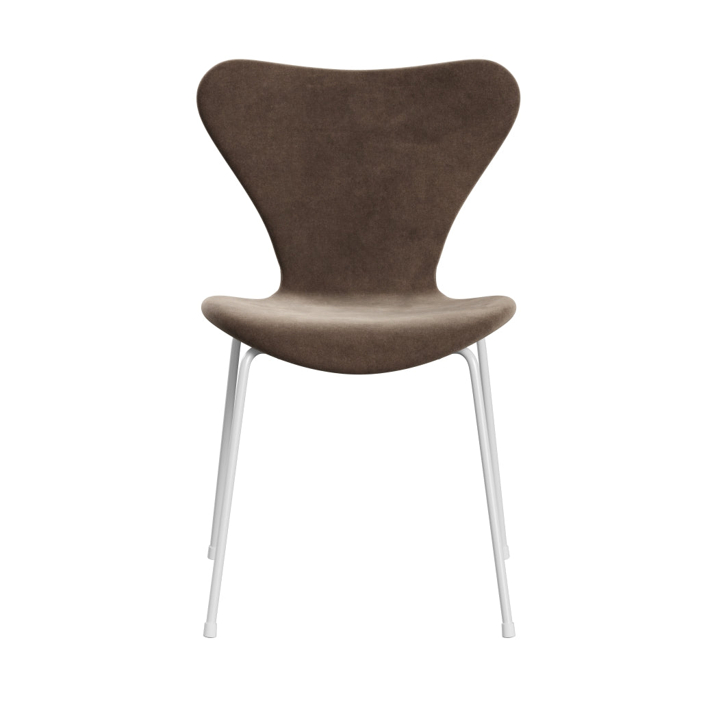 Fritz Hansen 3107 Chair Full Upholstery, White/Belfast Velvet Grey Brown