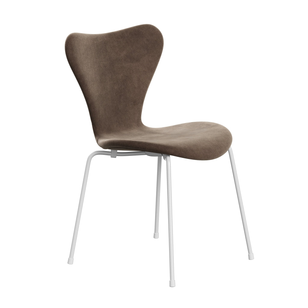 Fritz Hansen 3107 Chair Full Upholstery, White/Belfast Velvet Grey Brown