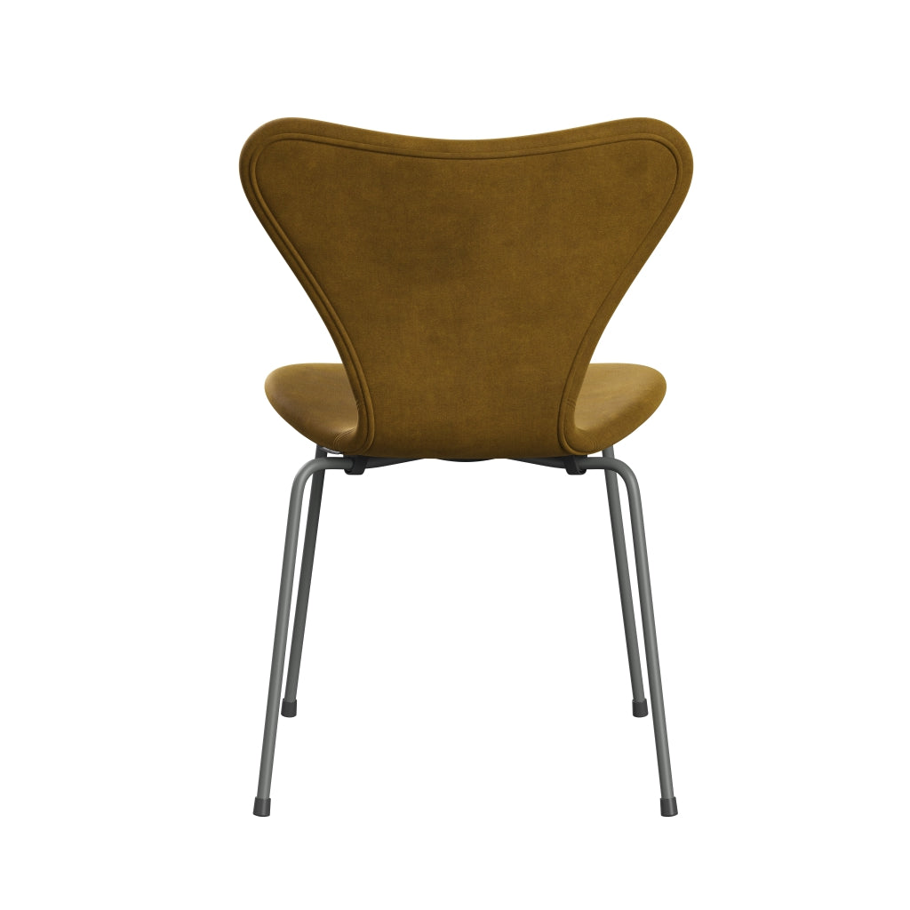 Fritz Hansen 3107 Chair Full Upholstery, Silver Grey/Belfast Velvet Soft Ochre