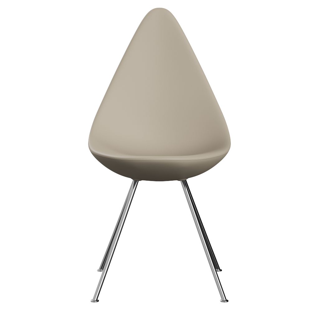 Fritz Hansen drop židle, Chrome/Light Beige