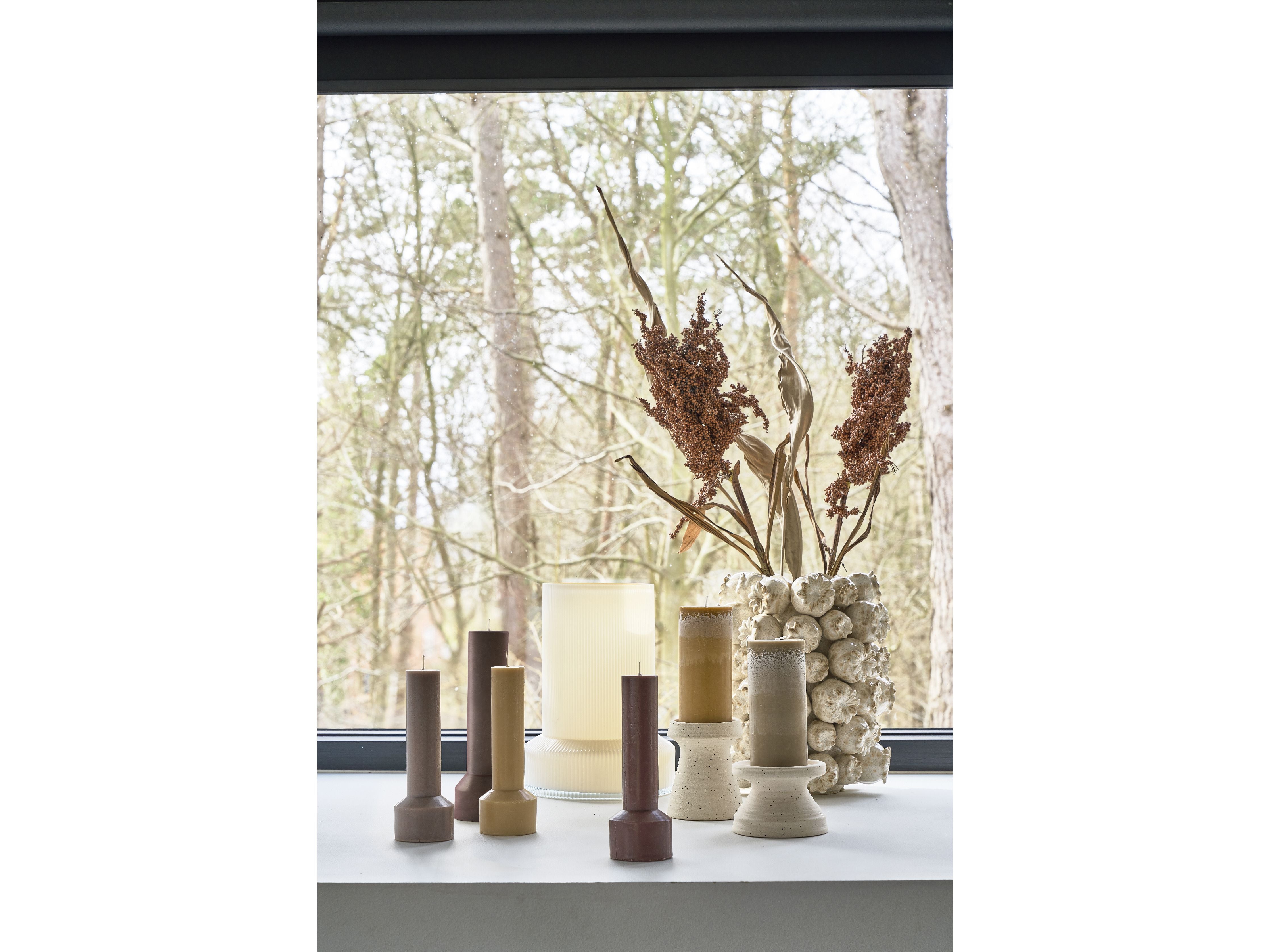 Villa Collection Hvils Pillar Candle ø 7 X 20 Cm, Brown