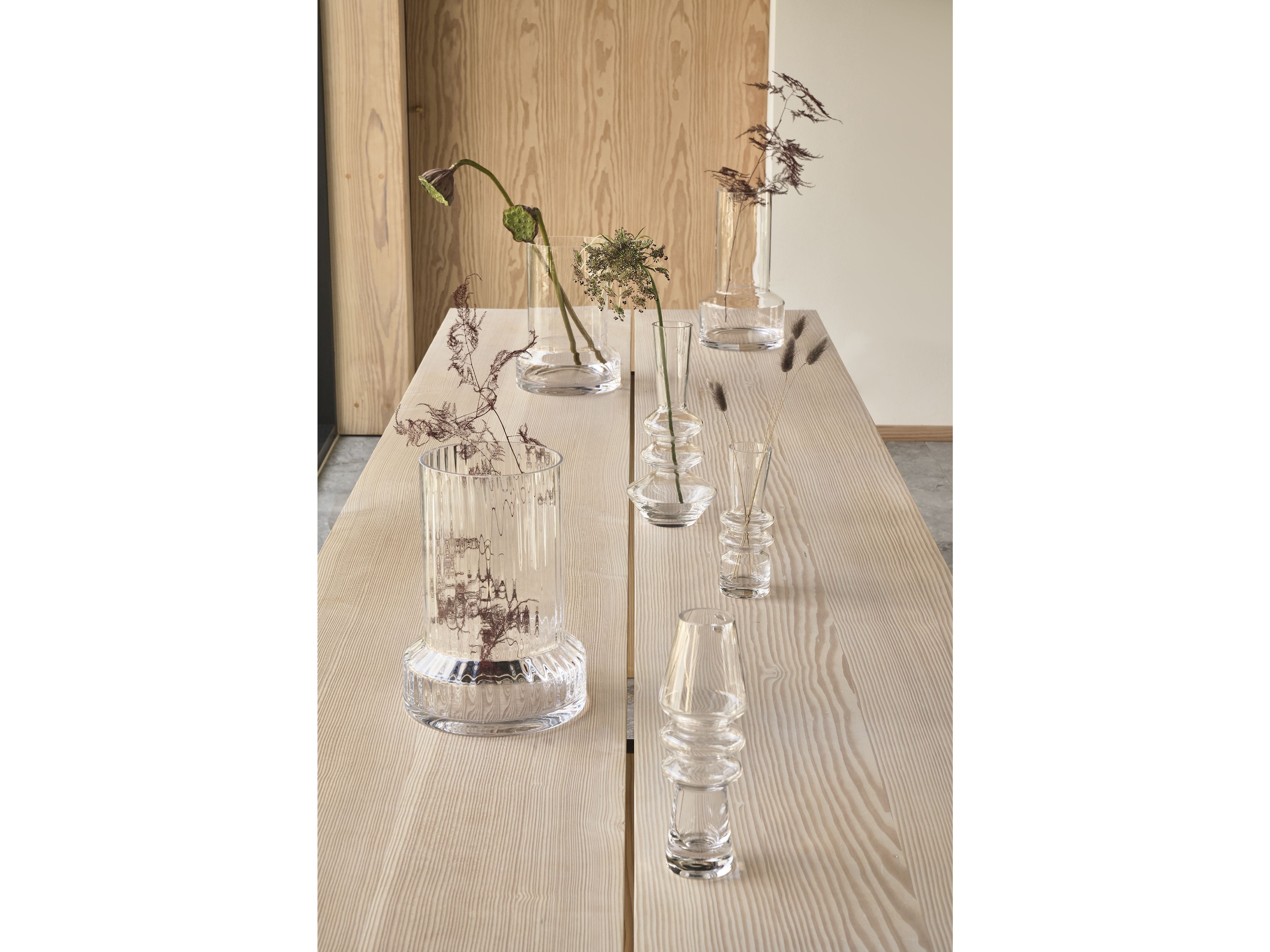 Villa Collection Hvils Ridged Vase ø 21 X 29 Cm, Clear