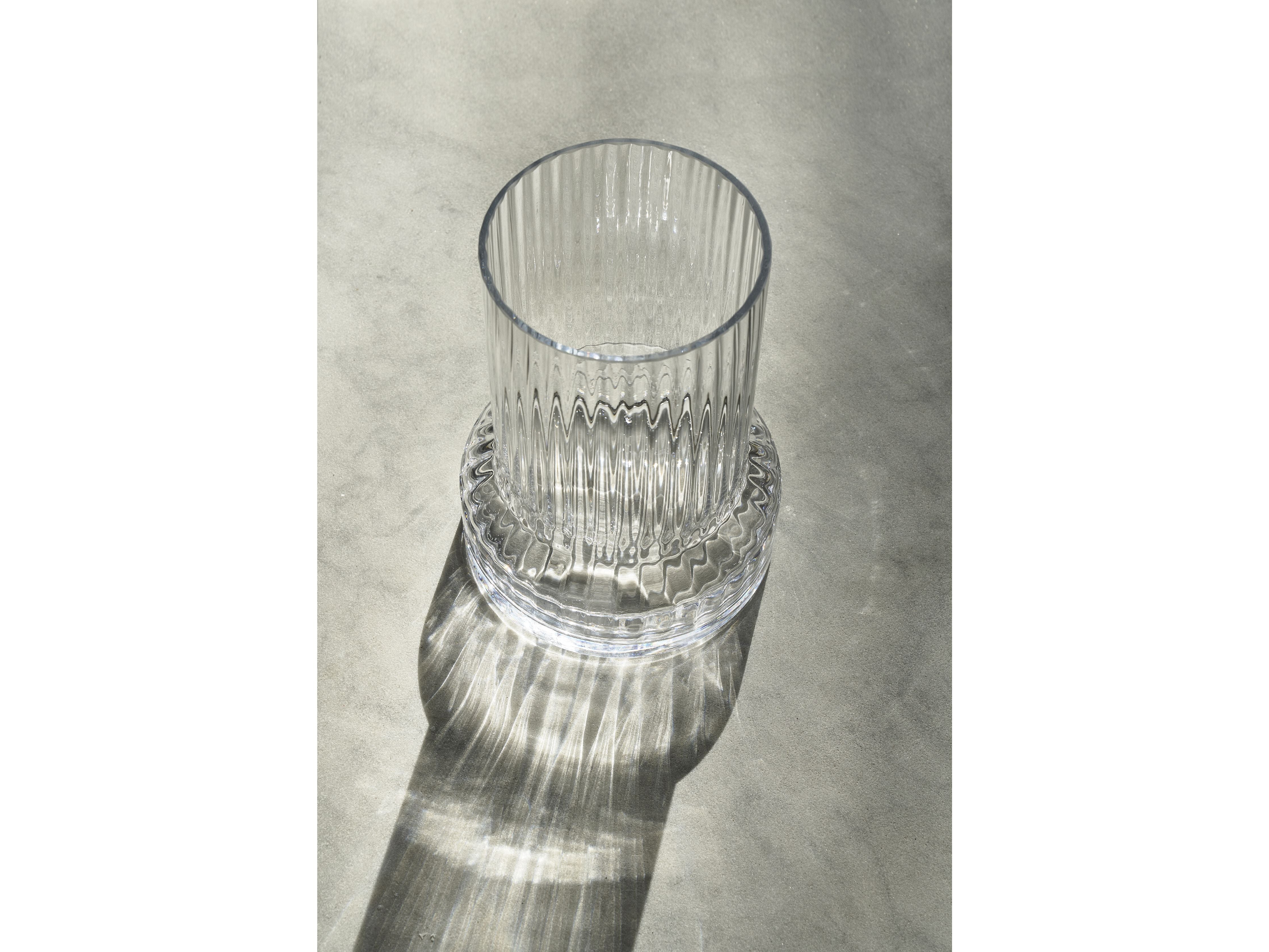 Villa Collection Hvils Ridged Vase ø 21 X 29 Cm, Clear