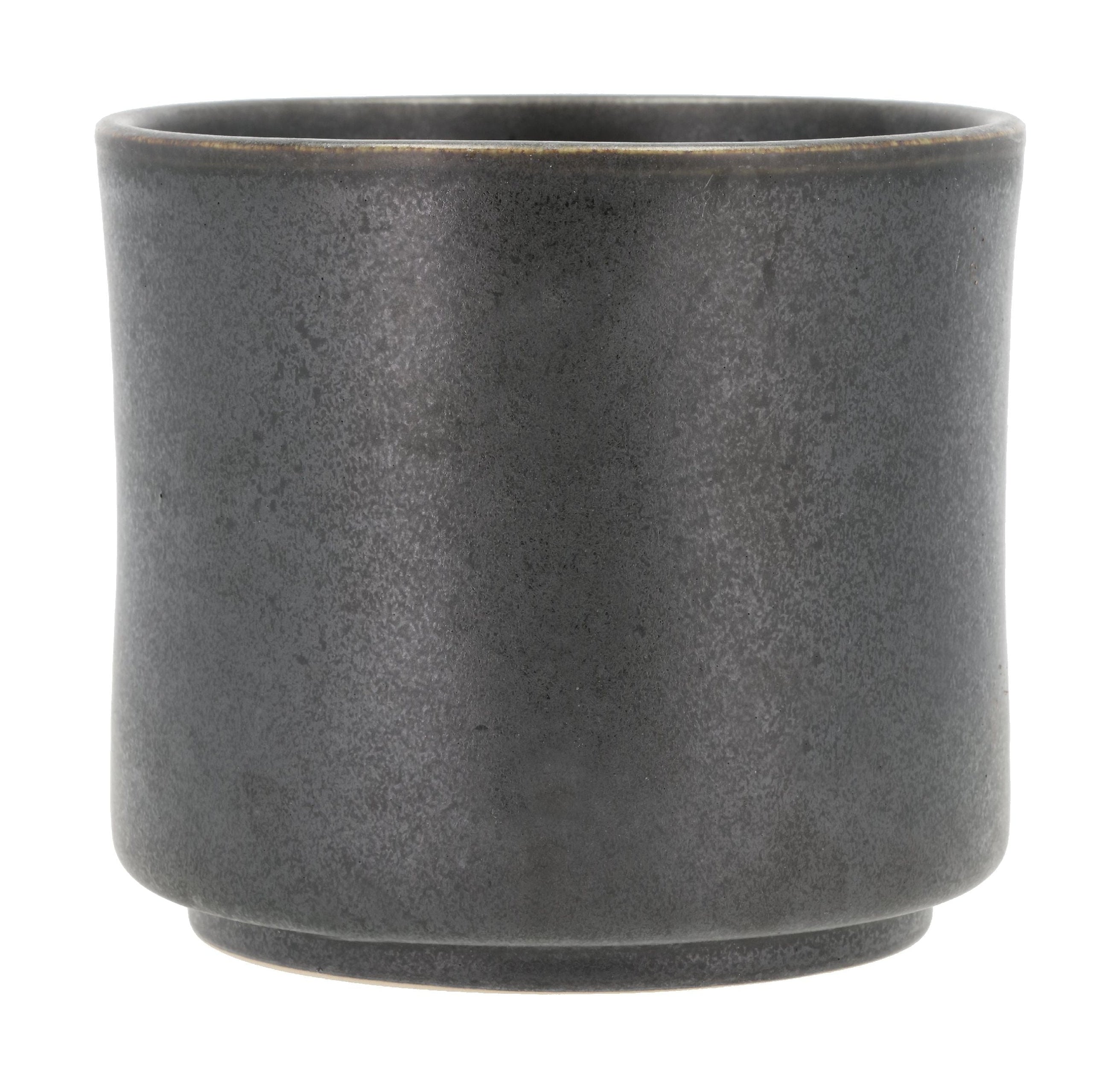 Villa Collection Leer Flowerpot ø 15 X 13 Cm, Black Metallic