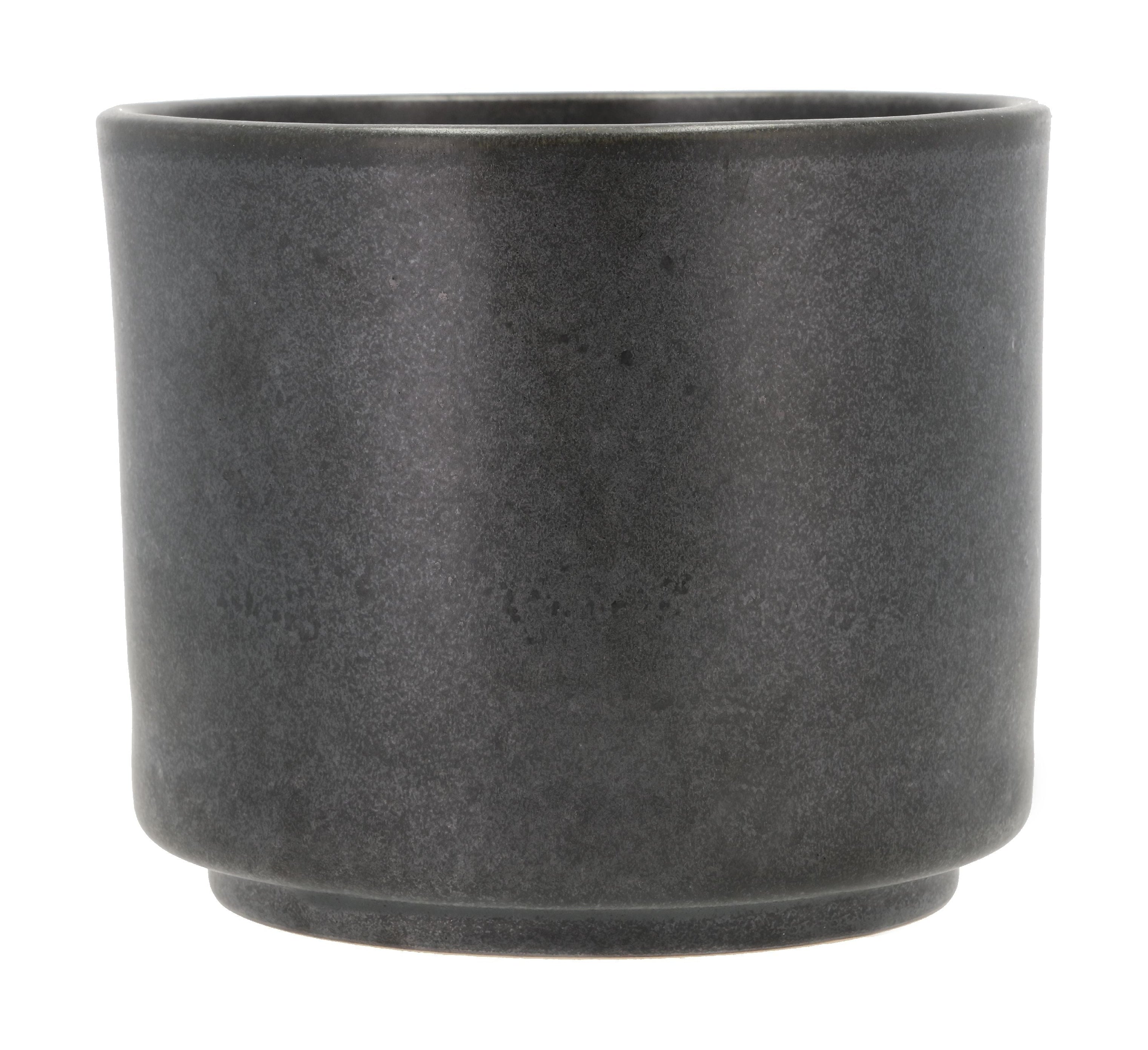 Villa Collection Leer Flowerpot ø 17 X 15 Cm, Black Metallic