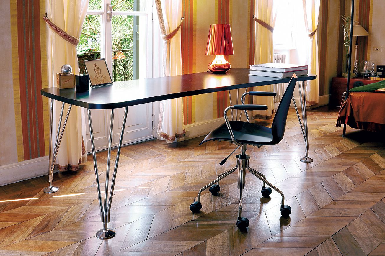 Kartell Max Desk s koly 160x80 cm, břidlice/chrom