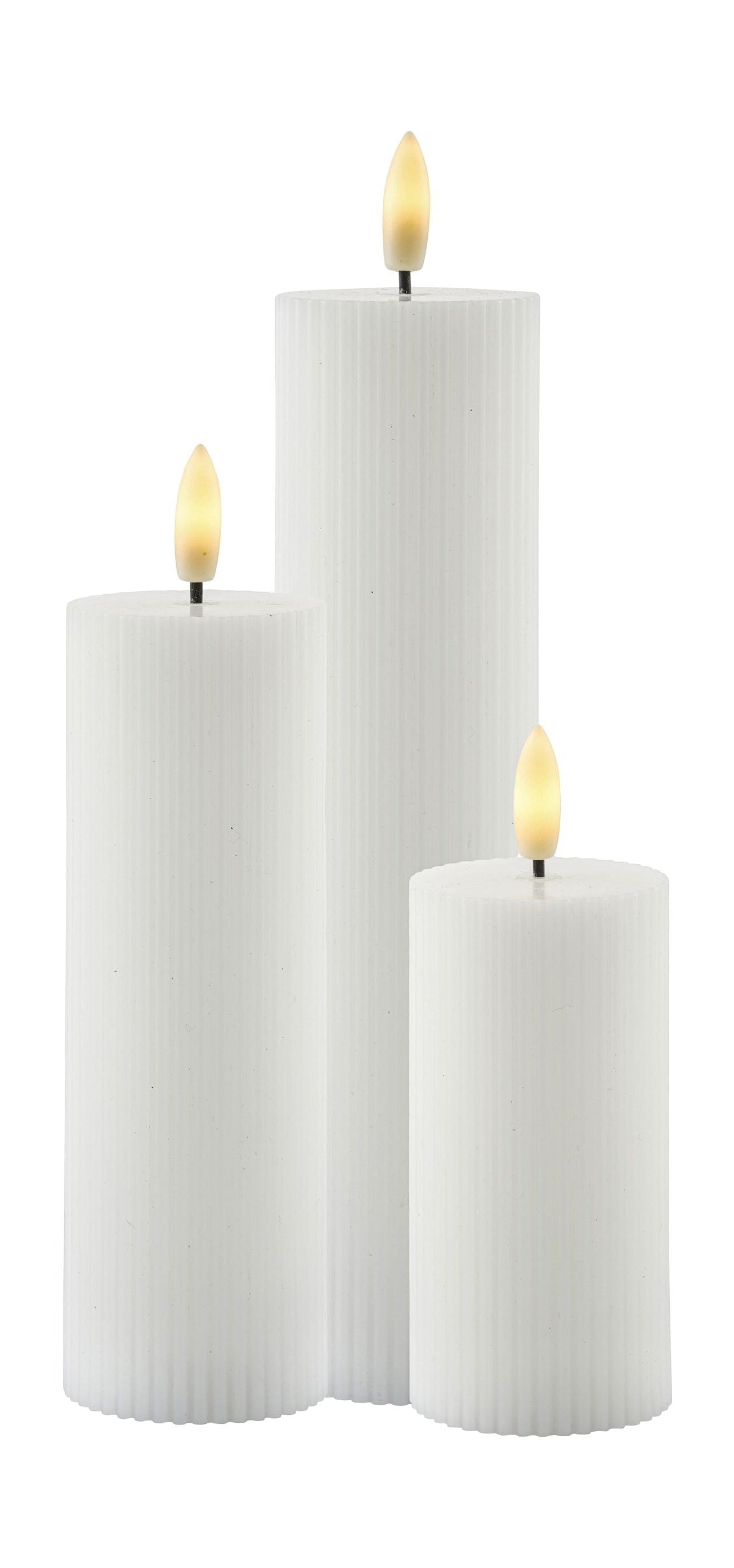 Sirius Smilla dobíjecí sada LED svíčky 3 bílé Ø5x H10/12,5/15 cm