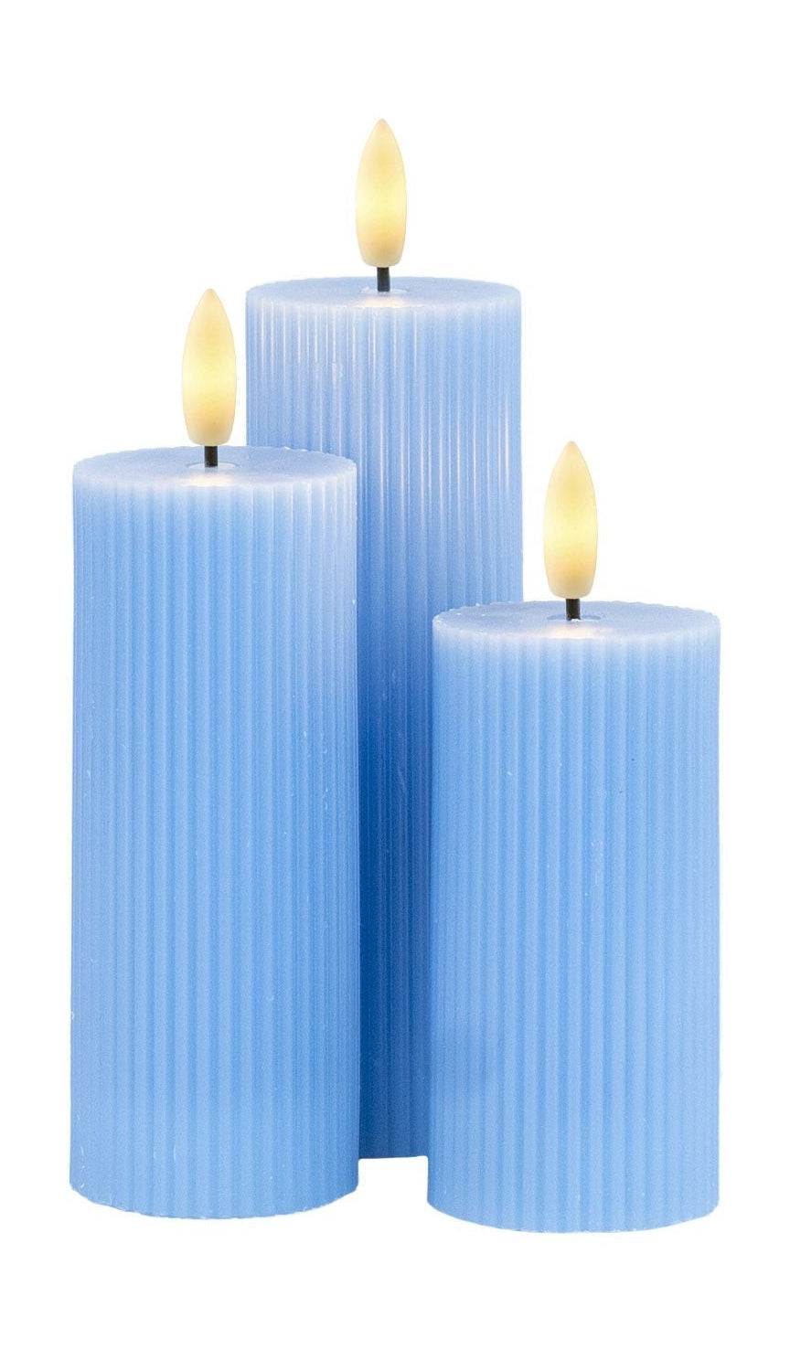 Sirius Smilla dobíjecí svíčka 3 PCS. Ø5x H10/12,5/15cm, modrá