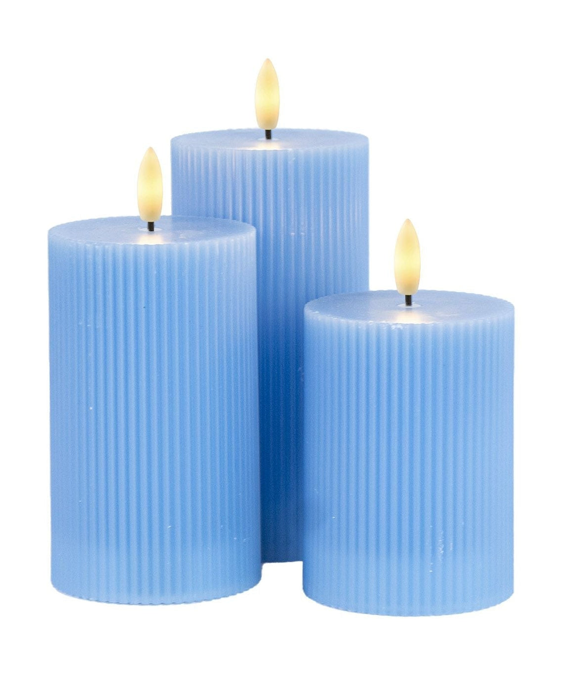 Sirius Smilla dobíjecí svíčka 3 PCS. Ø7,5x H10/12,5/15cm, modrá