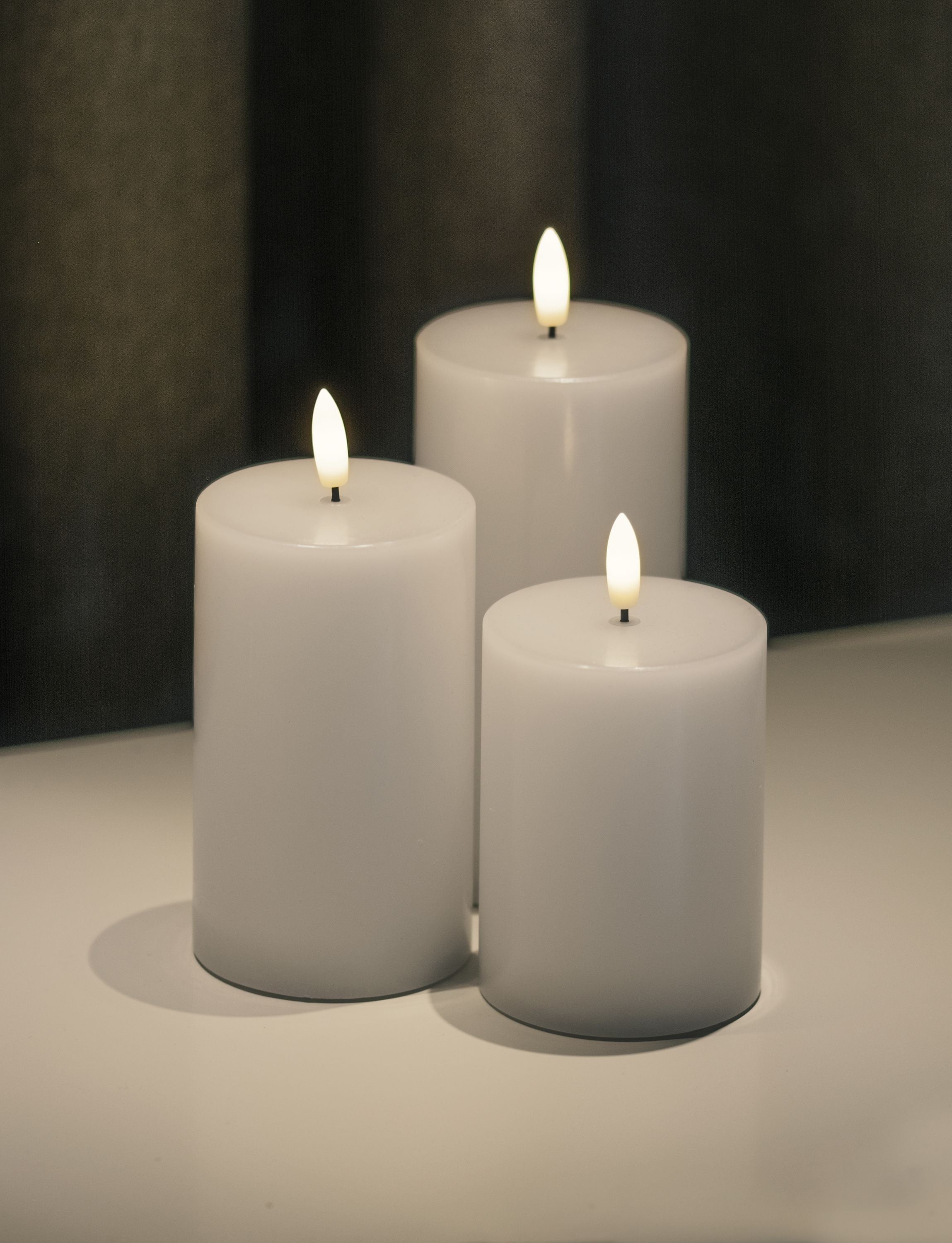 Sirius Sille Led Candle 3 Pcs, ø7,5x10/12,5/15cm, White