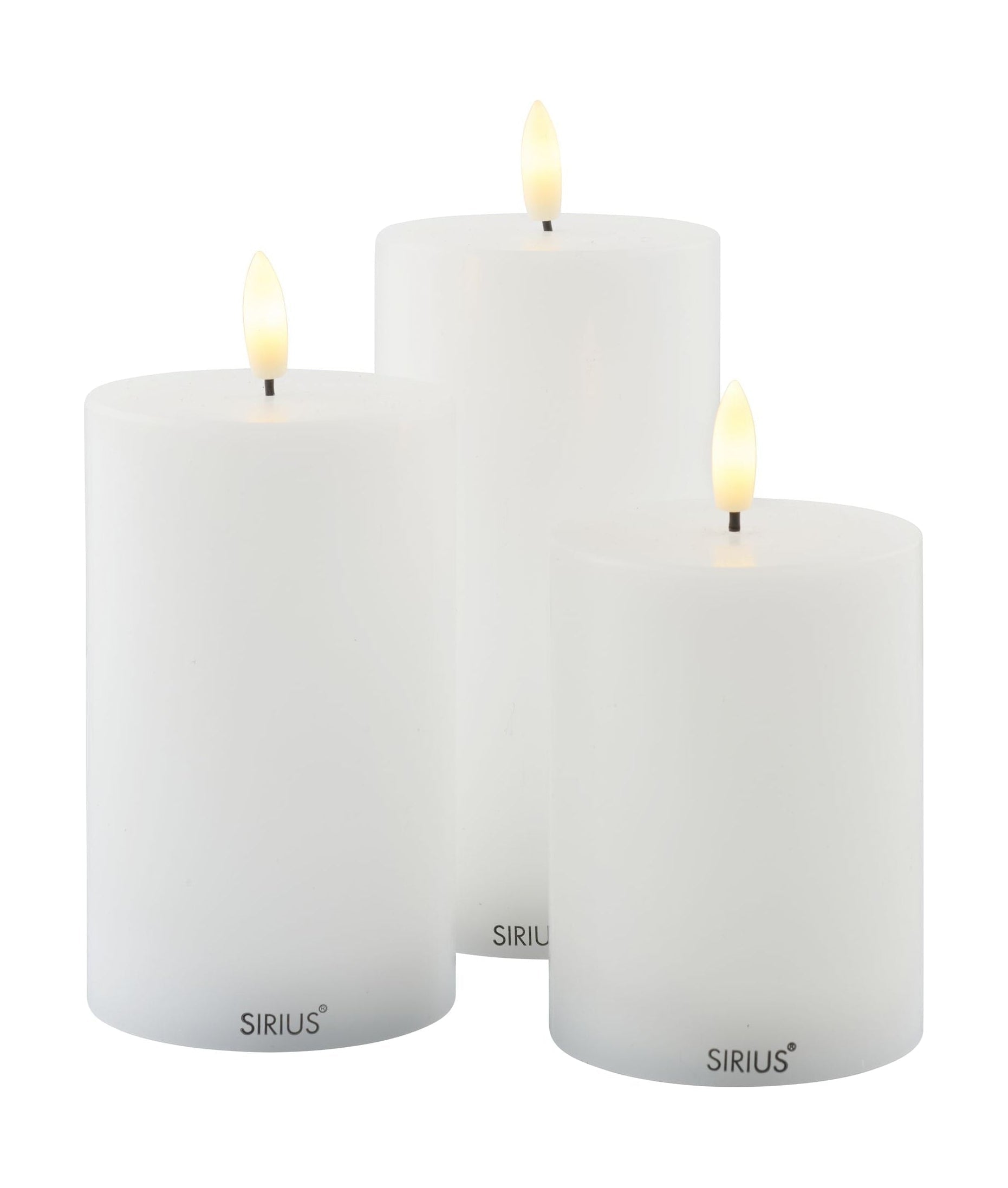 Sirius Sille Led Candle 3 Pcs, ø7,5x10/12,5/15cm, White