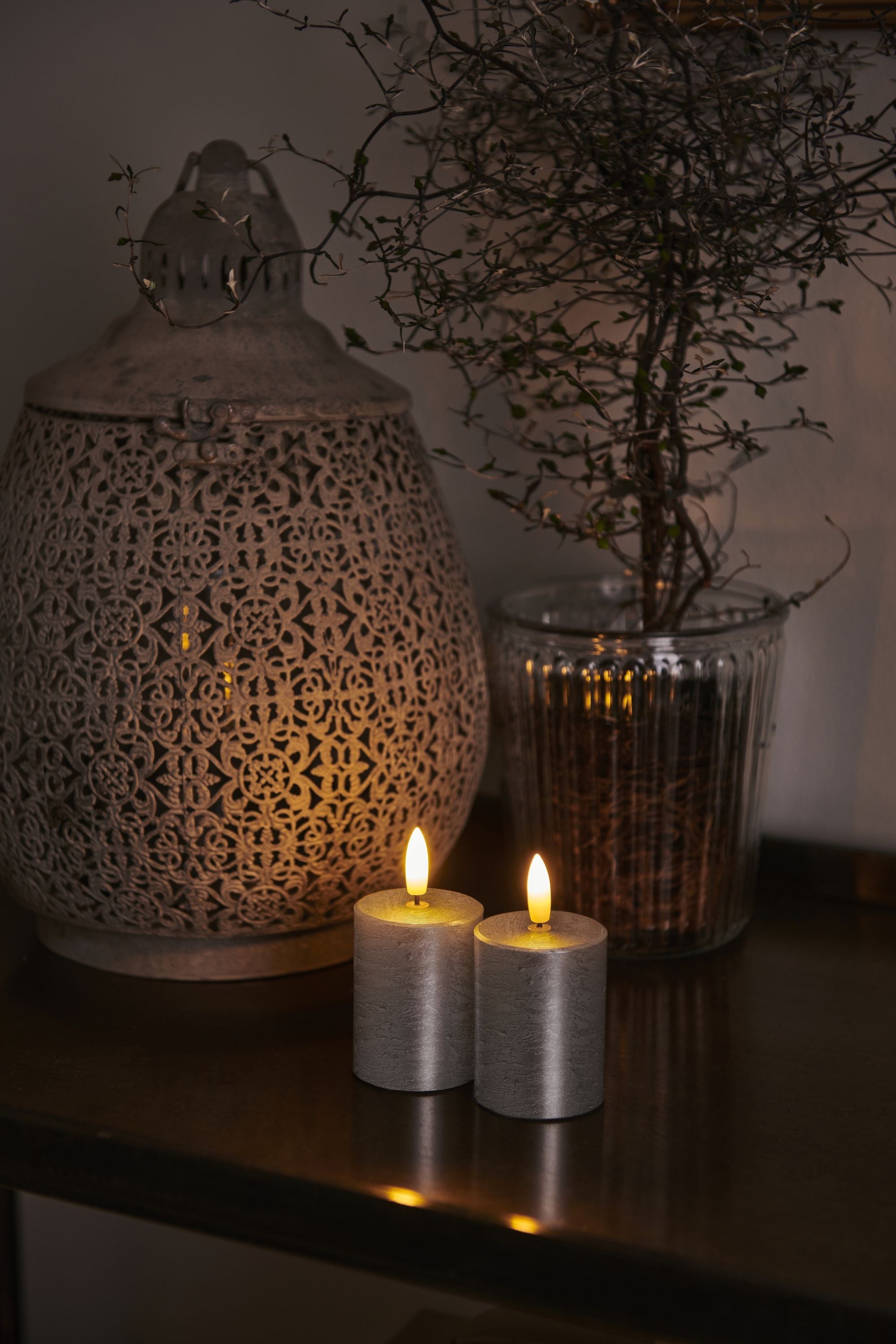 Sirius Sille Mini Led Candle 2pcs, Silver