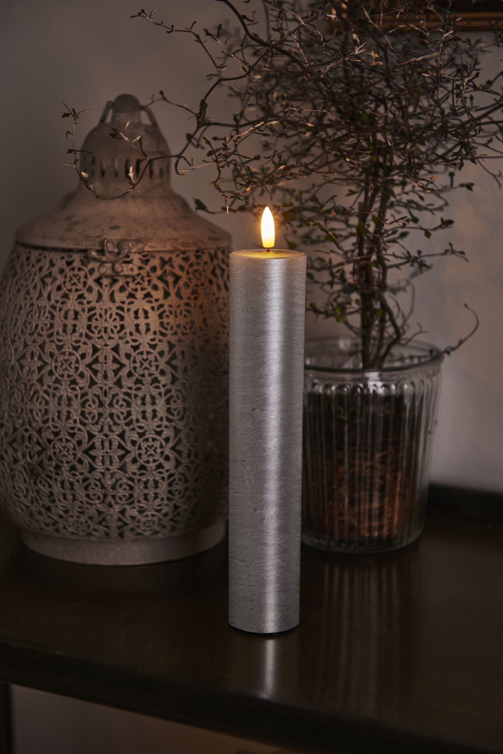 Sirius Sille Led Candle ø5x H25cm, Silver