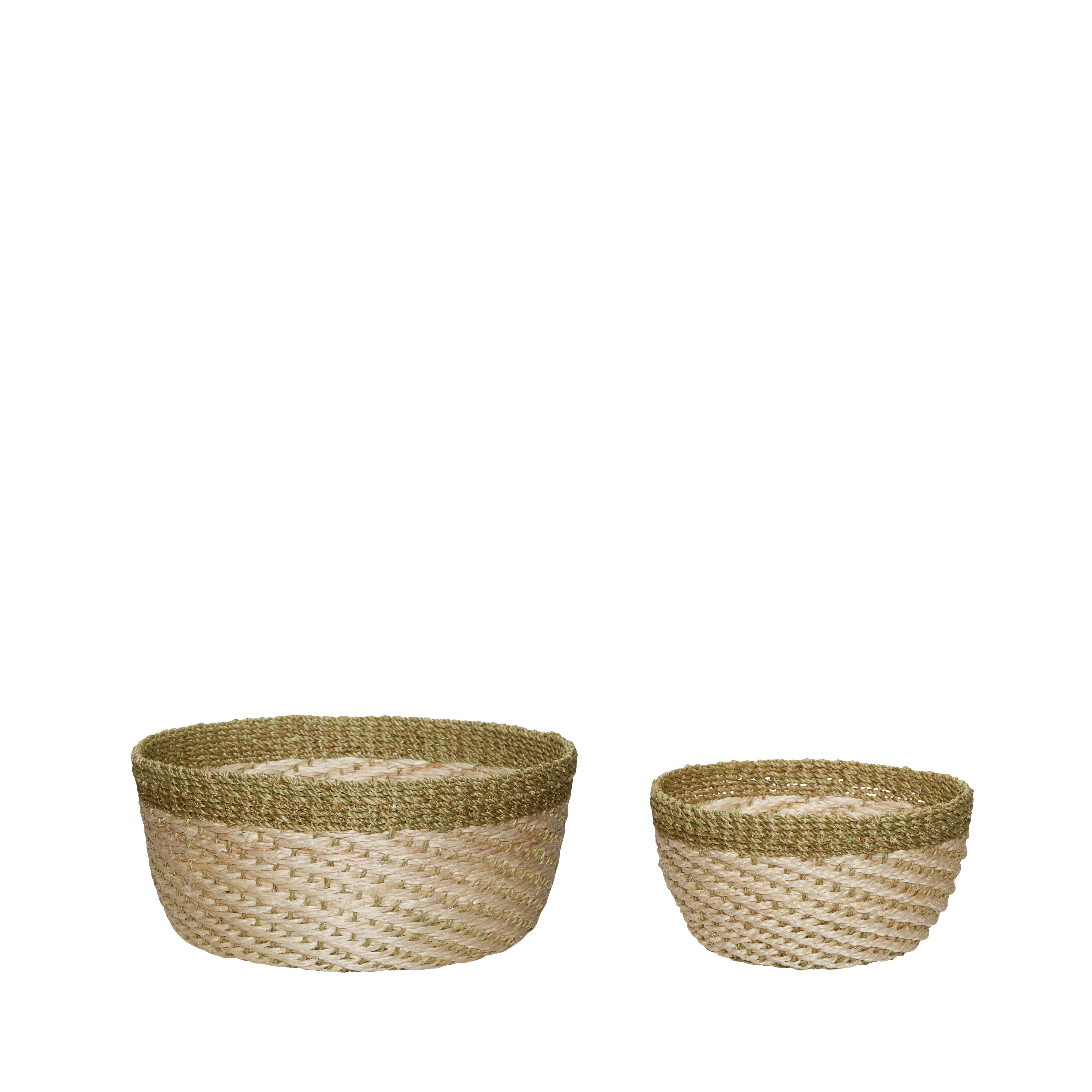 Hübsch Palm Baskets Natural/Light Green (sada 2)