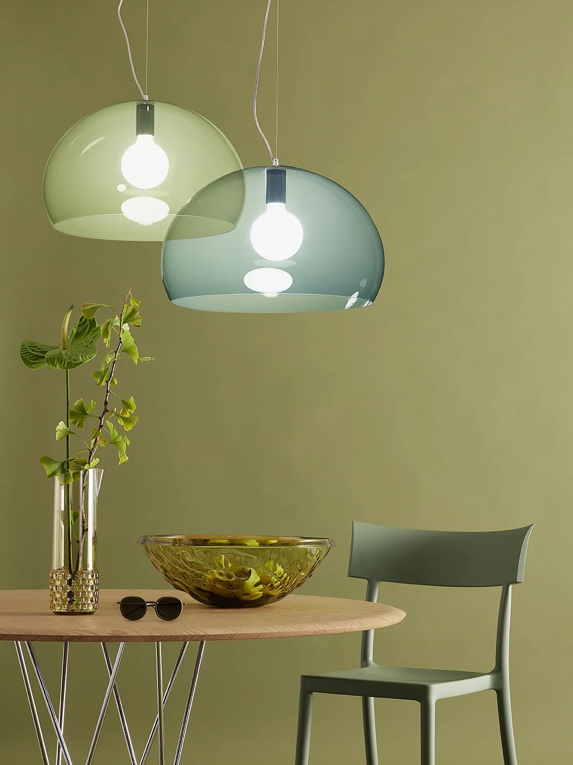 Kartell FL/Y Suspension Lamp malá, průhledná/modrá