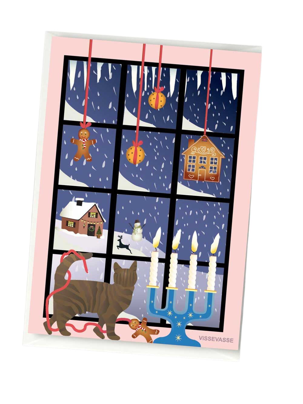 Visisvasse Christmas Okno Blonging Card, A6