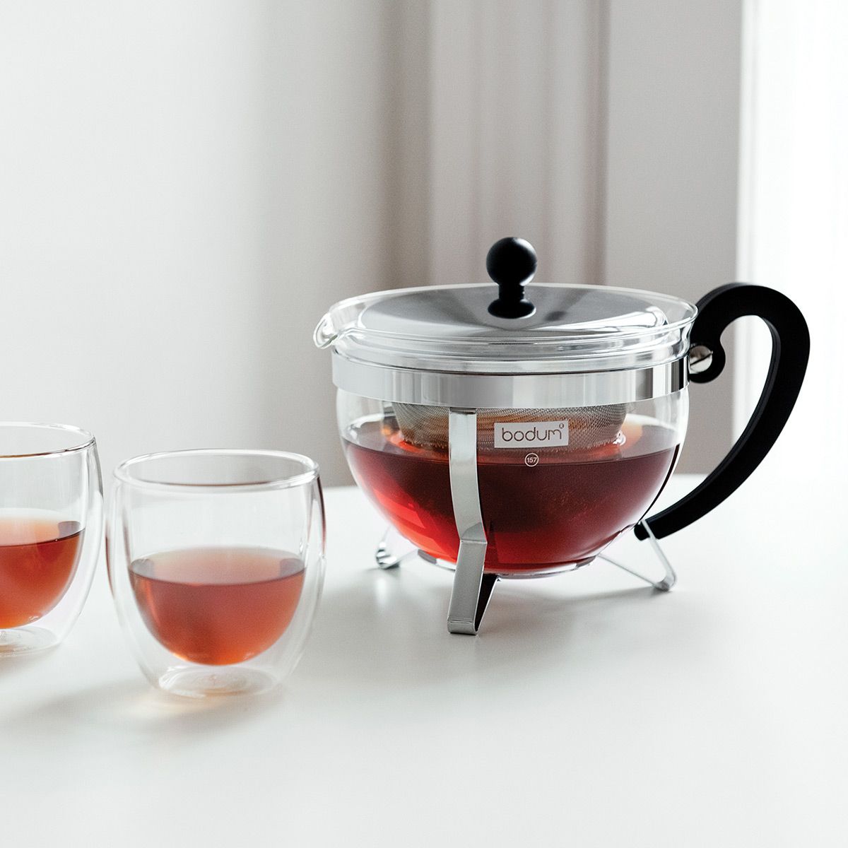 Čajový výrobce čaje Bodum Chambord s filtrem a víkem Chrome, 1,3 l