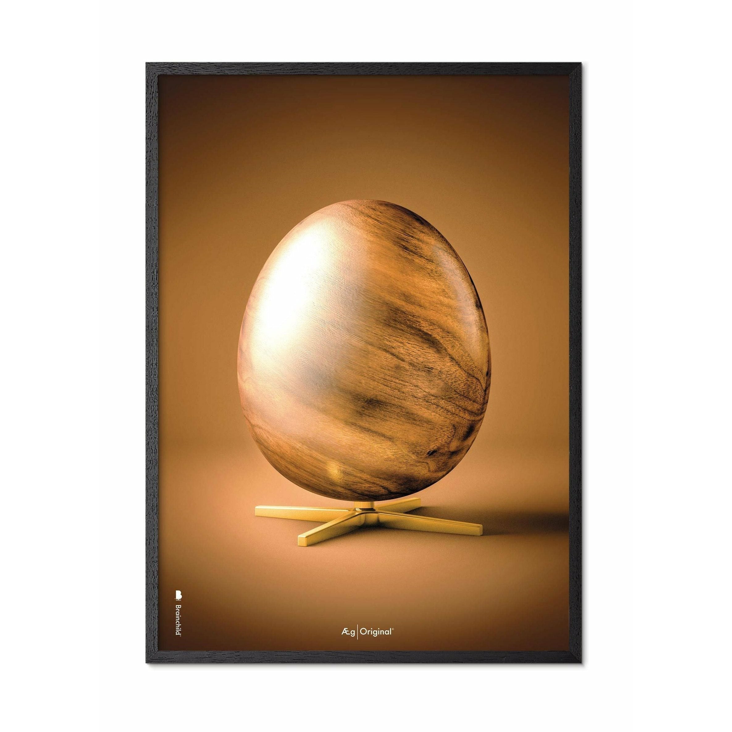 Brainchild Egg Figures Poster, Frame Made Of Black Lacquered Wood 50x70 Cm, Brown