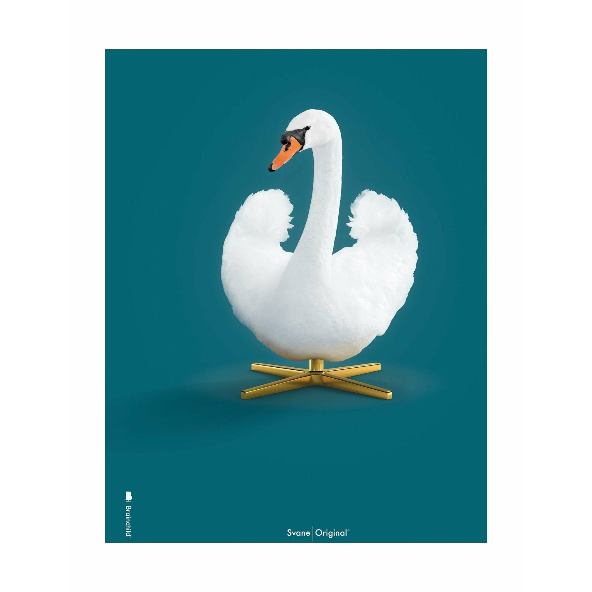 Klasický plakát Brainchild Swan bez rámu 30 x40 cm, ropné modré pozadí