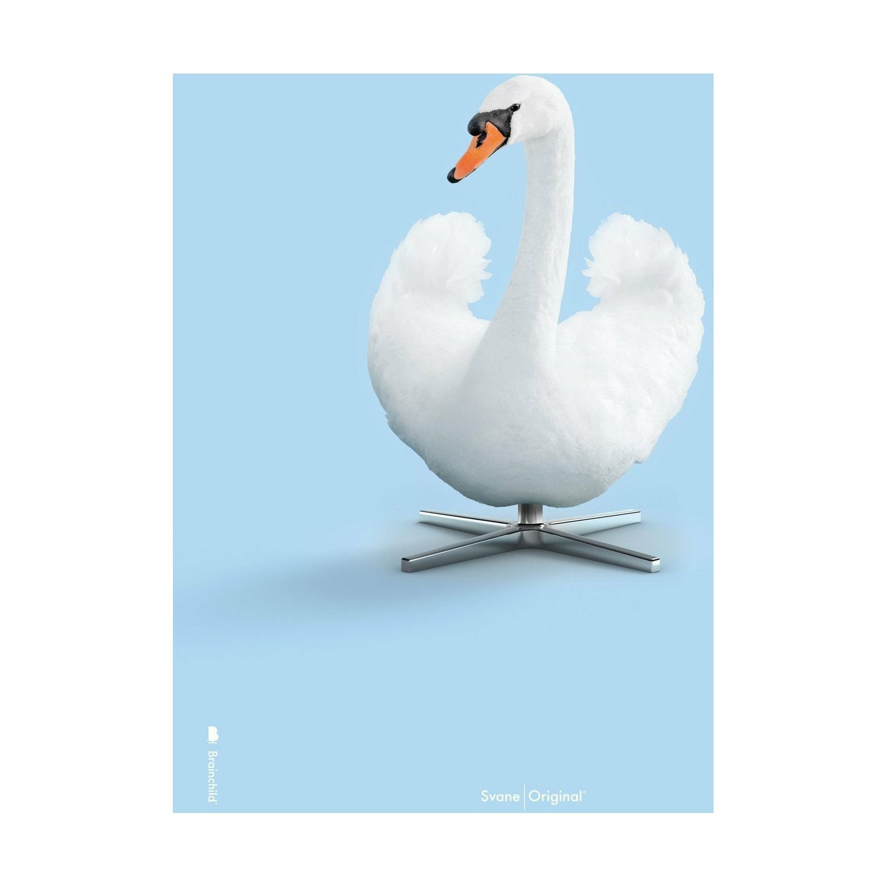 Klasický plakát Brainchild Swan bez rámu 70 x100 cm, světle modré pozadí
