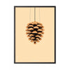 Brainchild Pine Cones Classic Poster, Frame In Black Lacquered Wood A5, Sand Colored Background