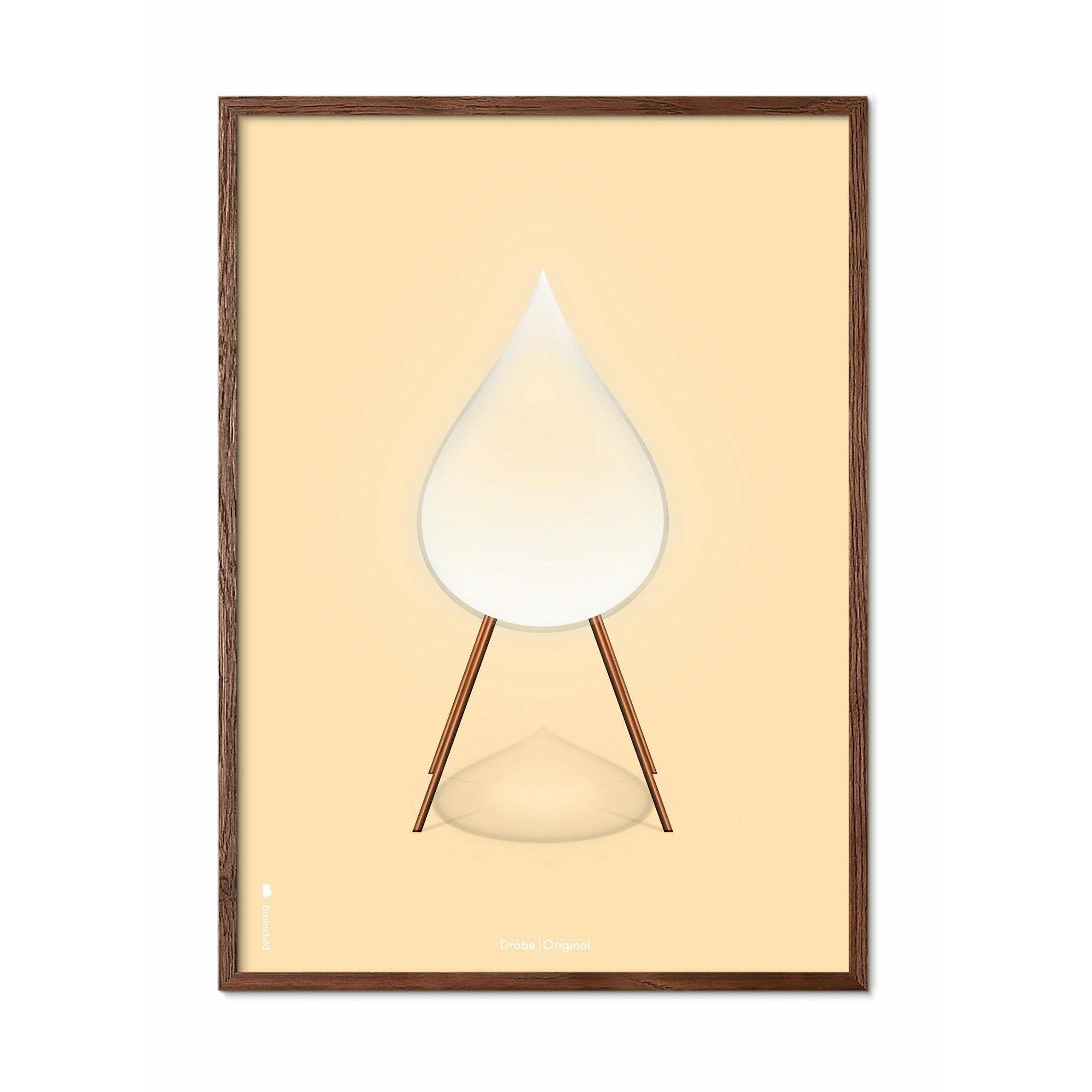 Brainchild Drop Classic Poster, Dark Wood Frame 70x100 Cm, Sand Colored Background